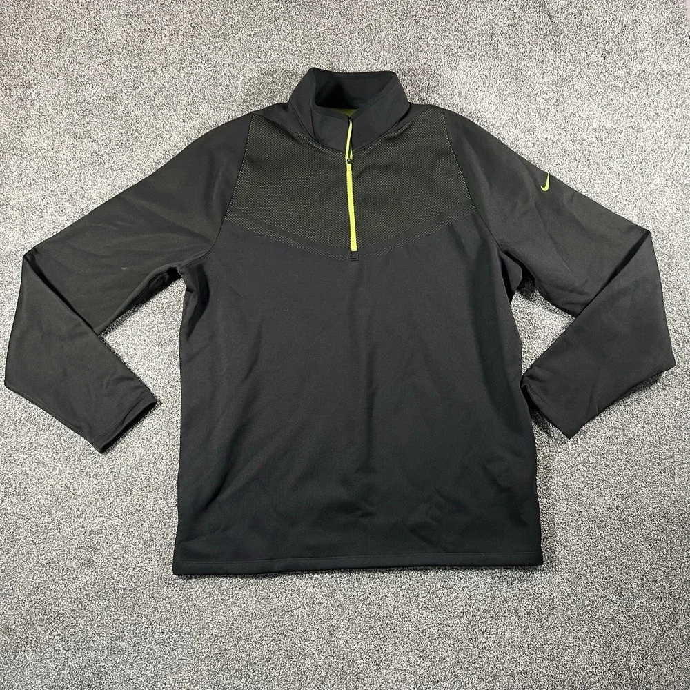 Nike Golf Dri-FIT 1/4 Zip Pullover Black Volt Men's Large